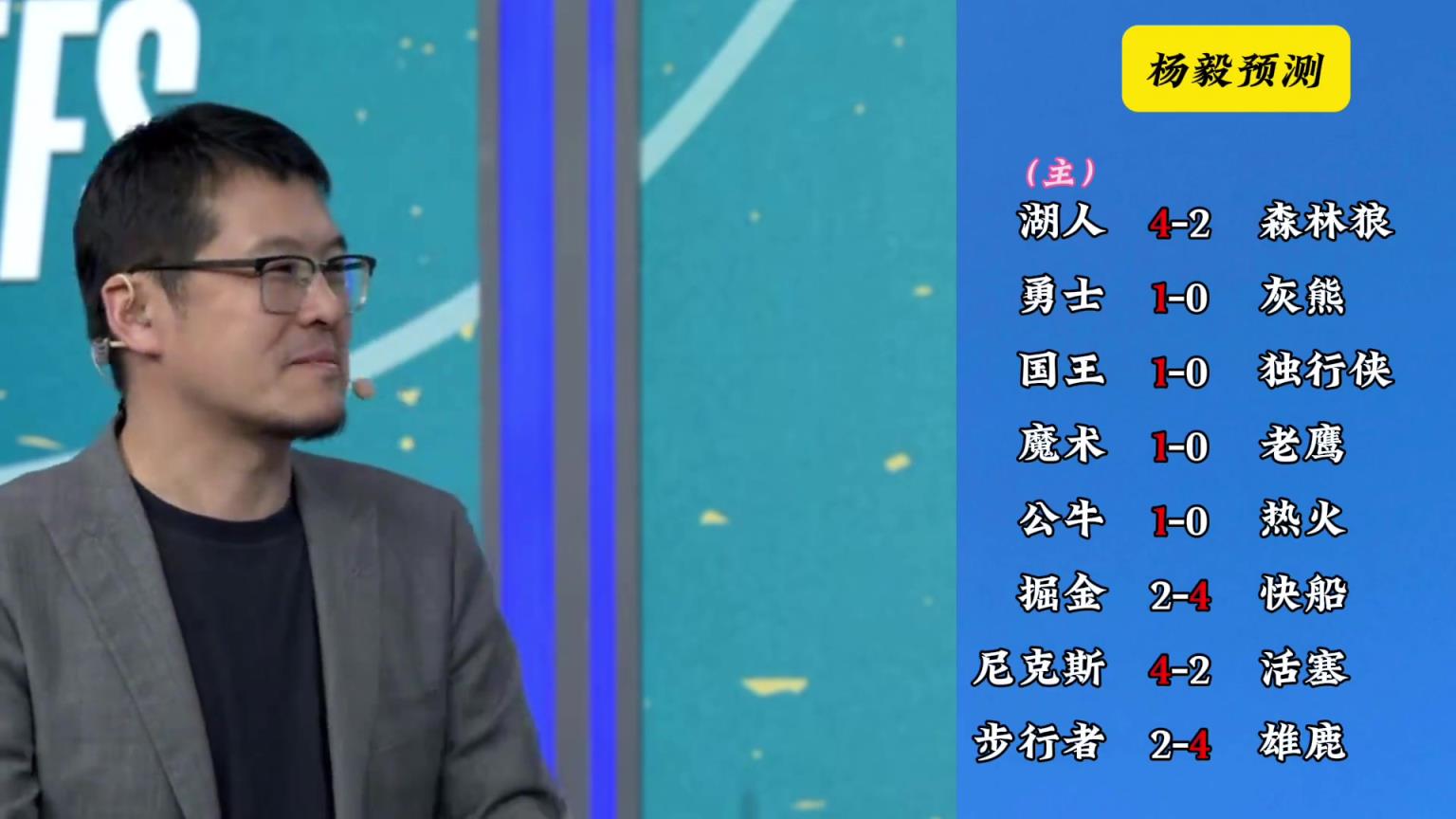 明燈來(lái)了！看看楊毅的季后賽預(yù)測(cè)：湖人4-2狼 快船4-2掘金